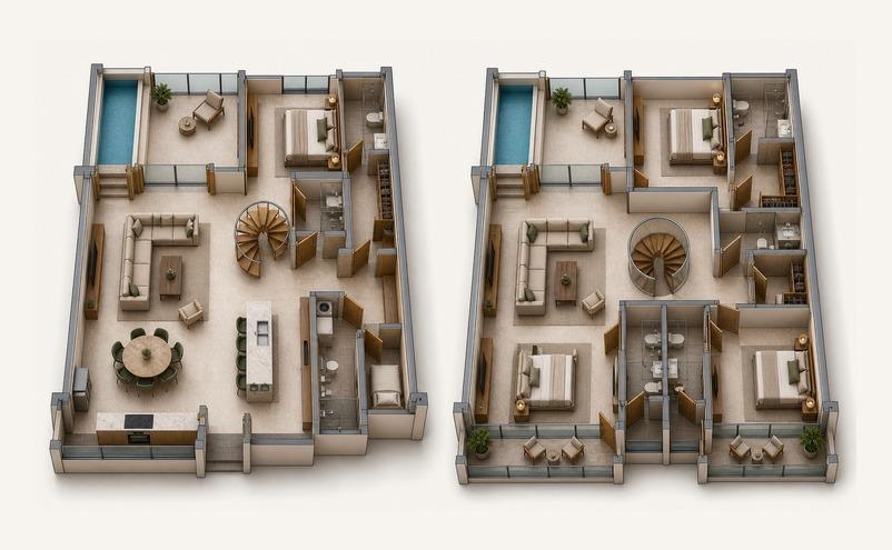 2 bedroom apartment 3D layout