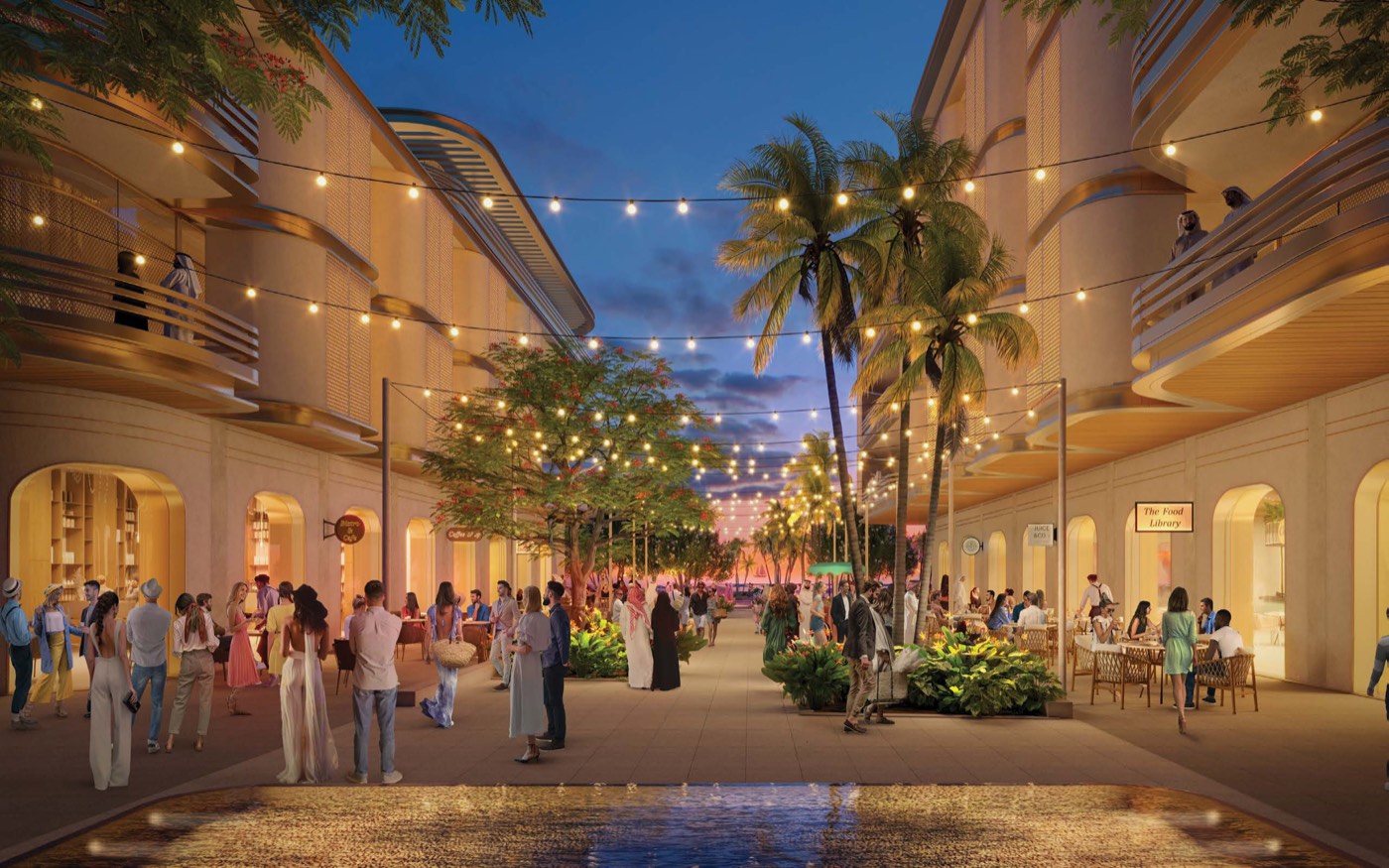 Boulevard dining at dusk