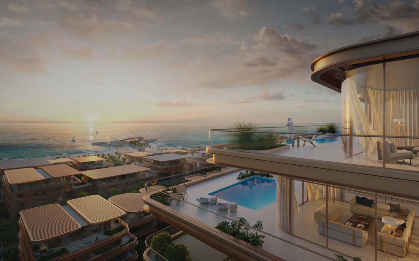 Penthouse terrace at sunset