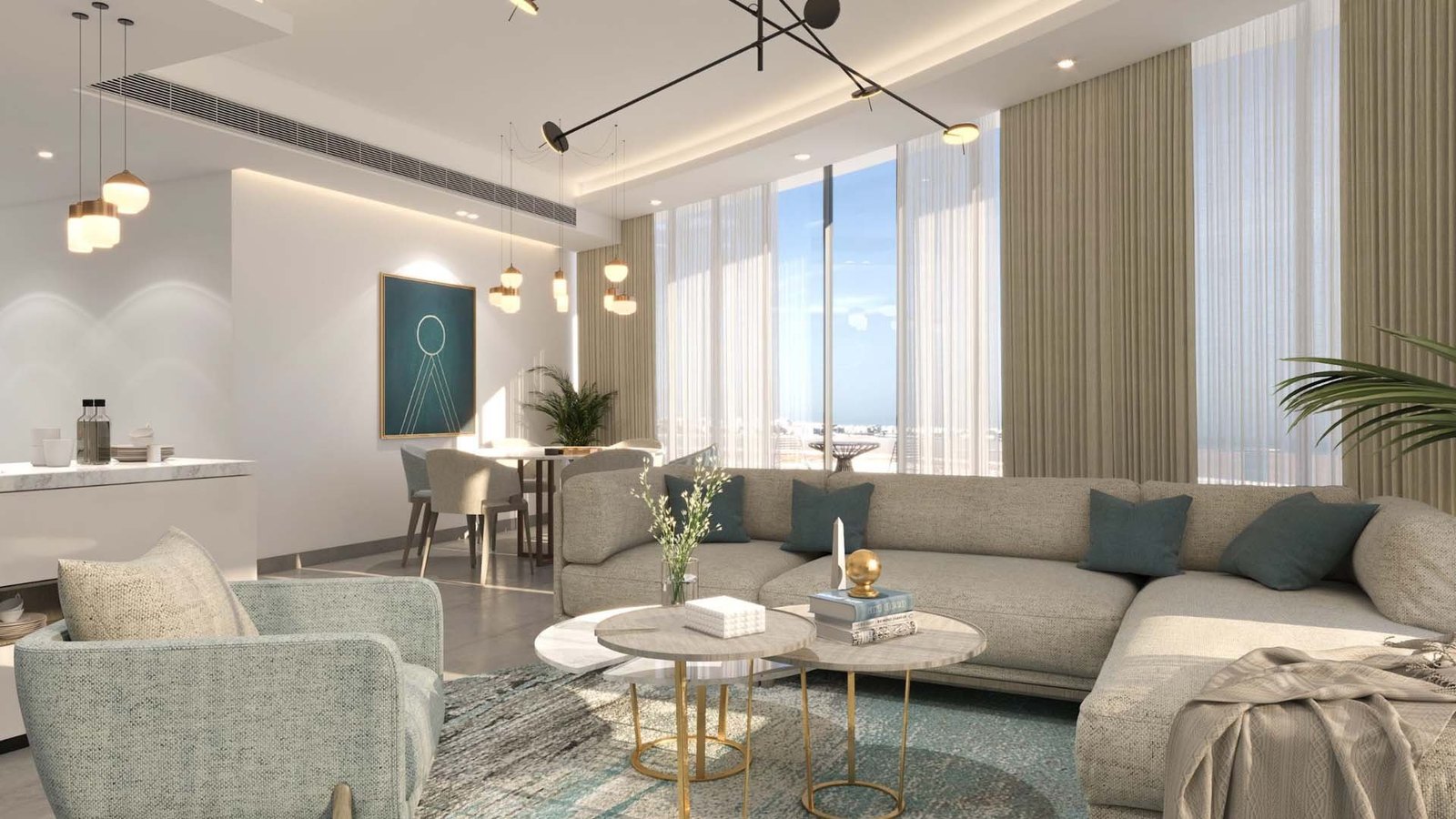 Living and dining with sea view