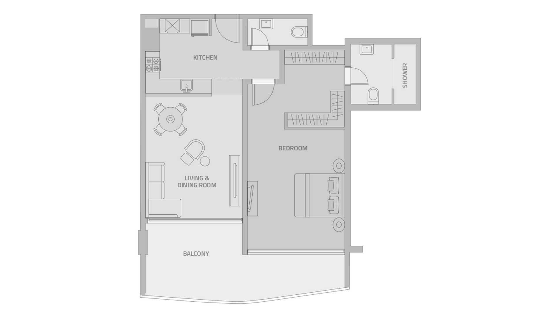 Breeze of Dilmunia 1 bedroom floor plan