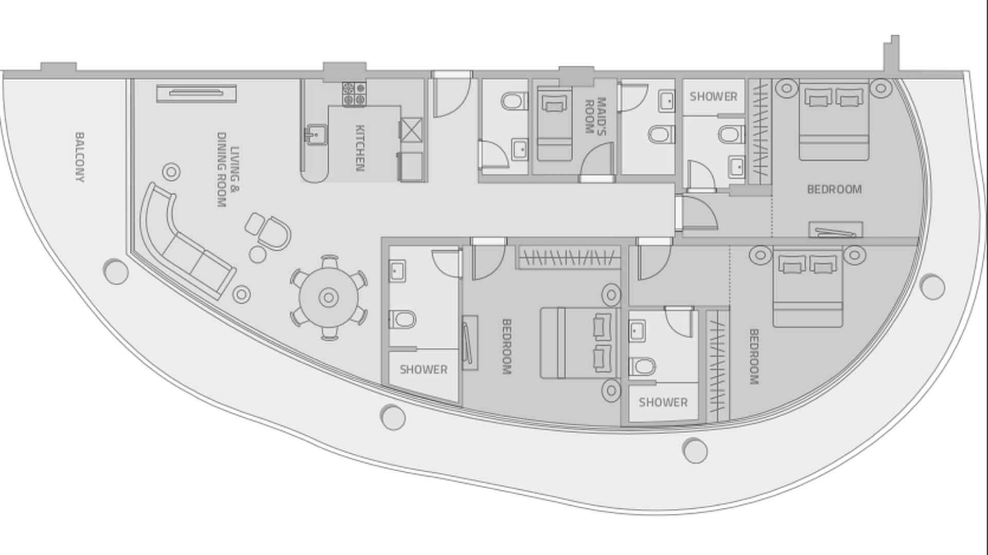 Breeze of Dilmunia 3 bedroom plus maid floor plan